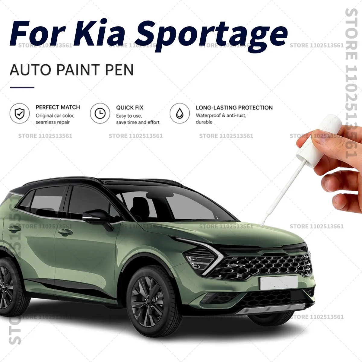 For 2010-2026 Kia Sportage Car Touch Up Paint Pen Deep Scratch Repair Auto Paint Brush Snow white Gravity Gray Blue Flame Silver
