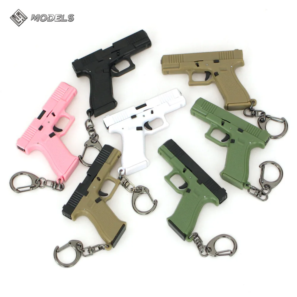 6.5cm Mini Gun Model GLOCK G17 Keychain Model Jewelry Weapon Metal Pendant Key Chain Chaveiro Bag Car Key Holders Gift For Men