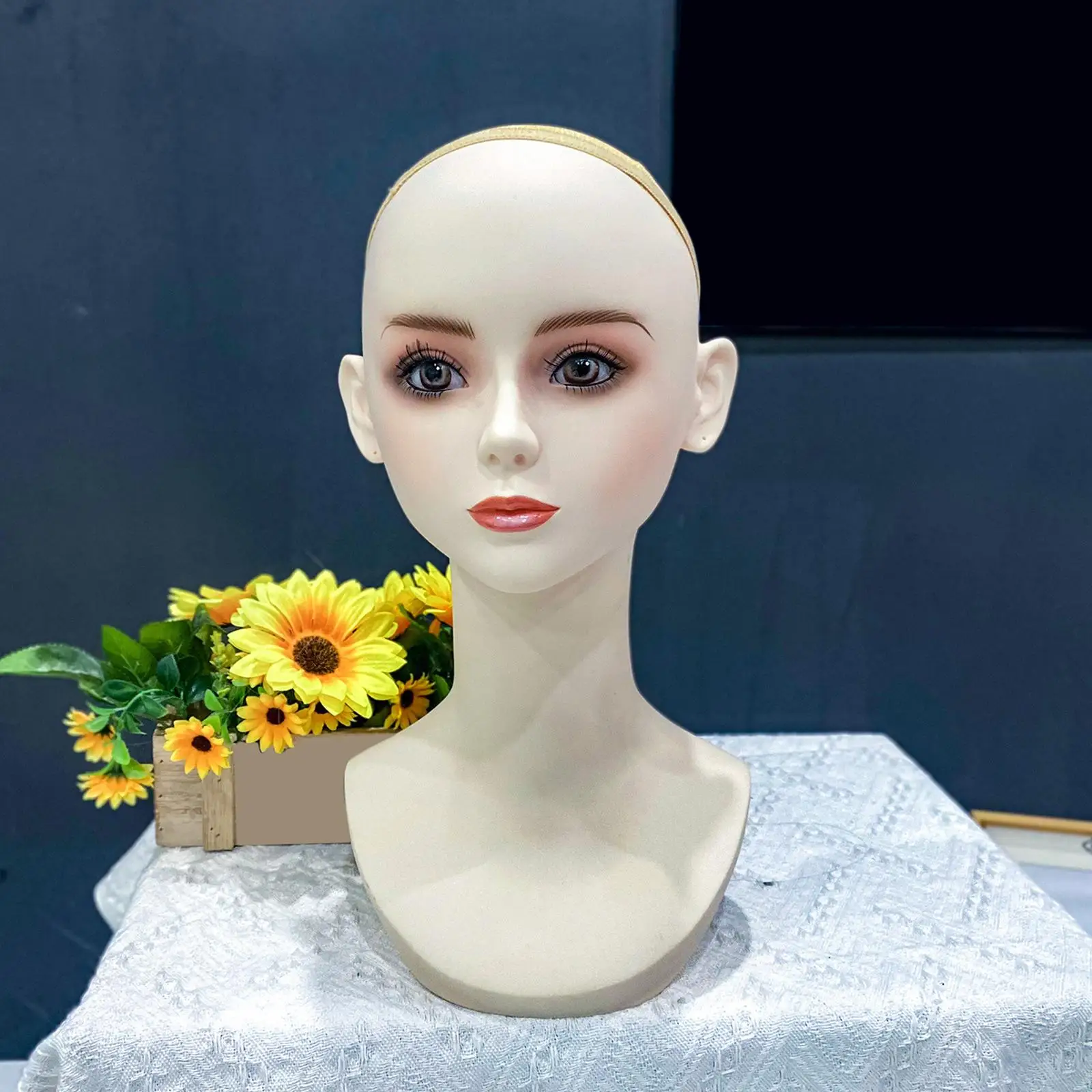 Female Mannequin Head Stable Dummy Wig Display Stand for Glasses Scarves Hat