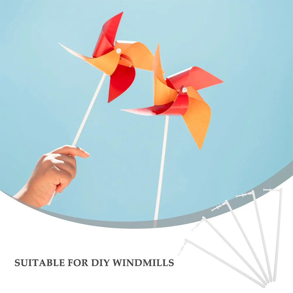 

20pcs Windmill Header Pieces White Plastic Sticks Garden Pinwheel Parts Making Rods Replacement Diy Windmill Bars Handheld