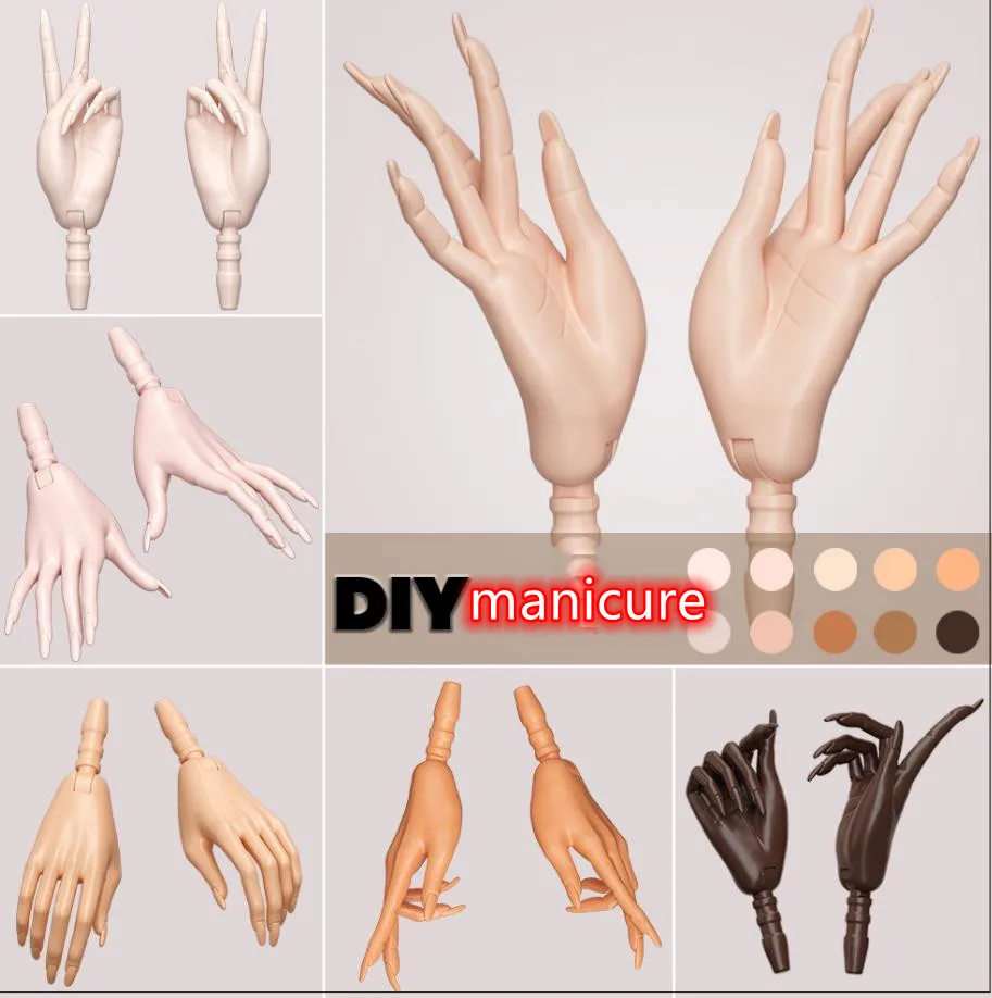 MENGF 2023 New Hands Different Gestures 1/6 FR Doll Accessories Universal Doll Replacement Long Nail Hands DIY Manicure