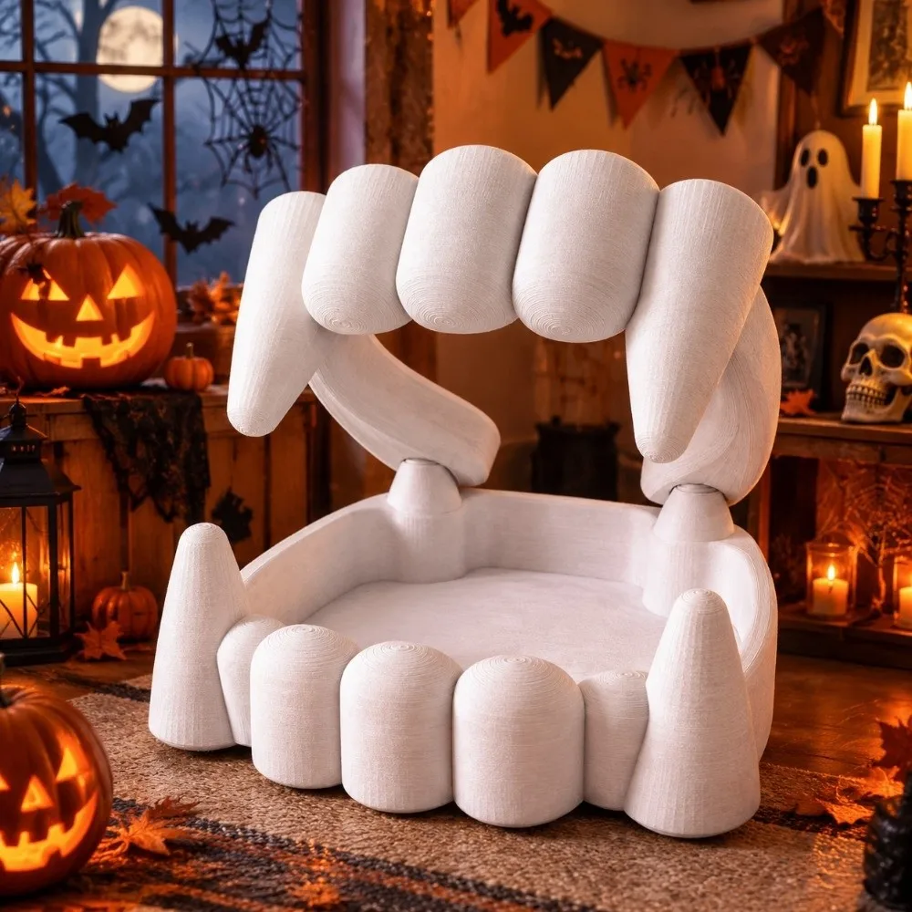 3D Printing Halloween Bowl Spooky Table Ornaments Festival Storage Bowl Funny Jewelry Holder Ghost Teeth Candy Bowl Organizer