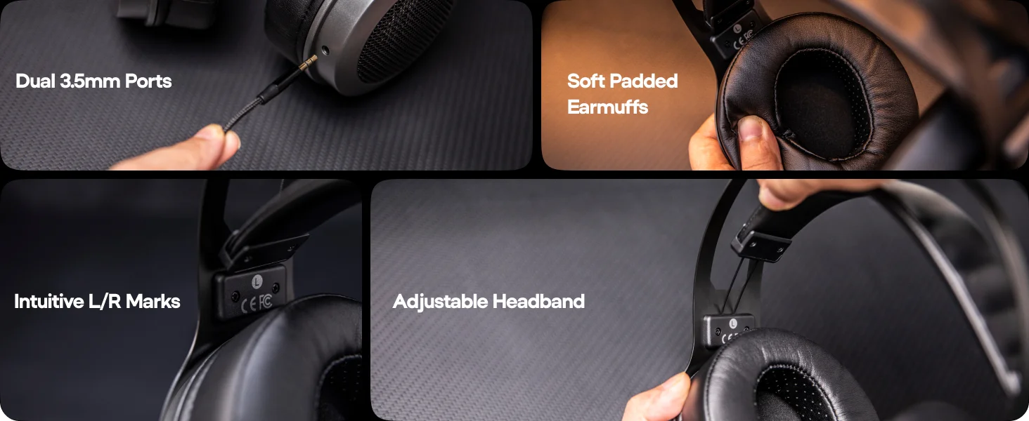 Linsoul Kiwi Ears Altruva Hi-Fi 50mm Dynamischer Treiber Kopfhörer mit Offenem Design und Premium-Optik – Detail 2