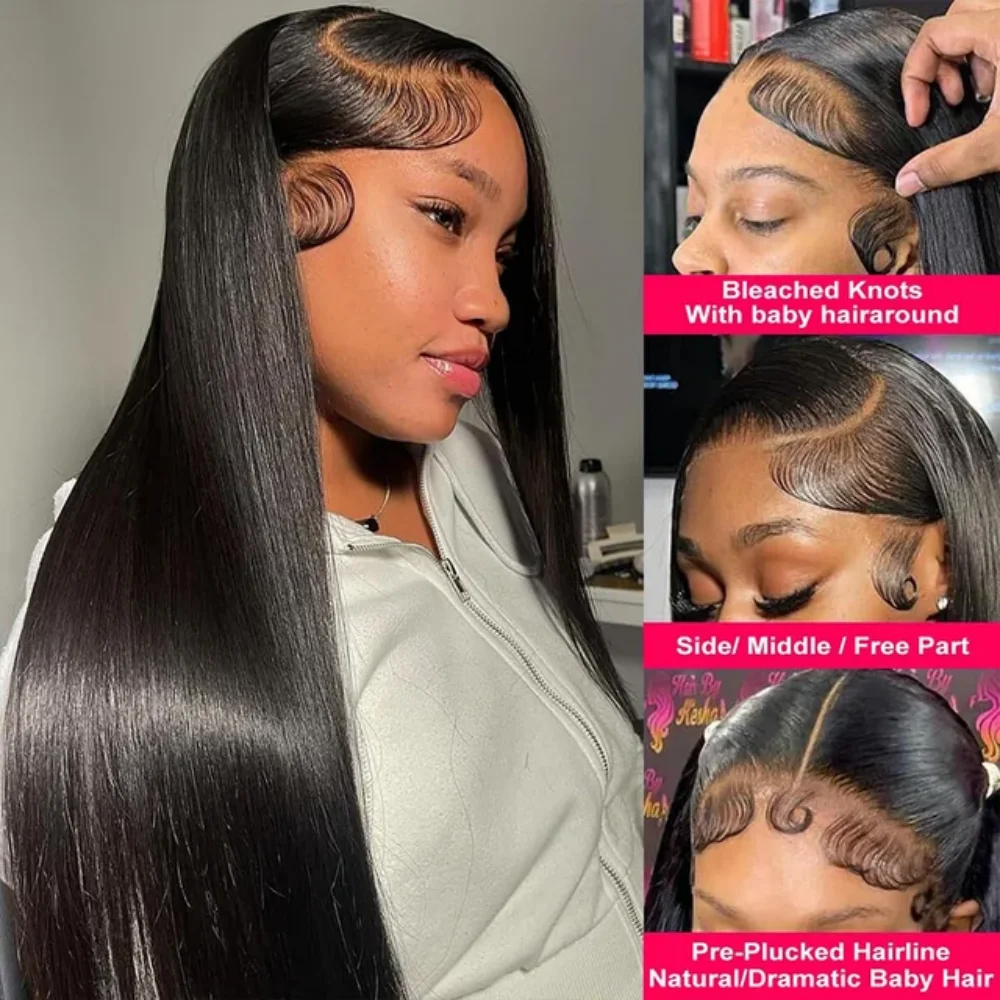 30 40 Polegada 250 densidade osso em linha reta 13x6 hd peruca frontal do laço 13x4 frente do laço transparente pré arrancado 100% cabelo humano para mulher