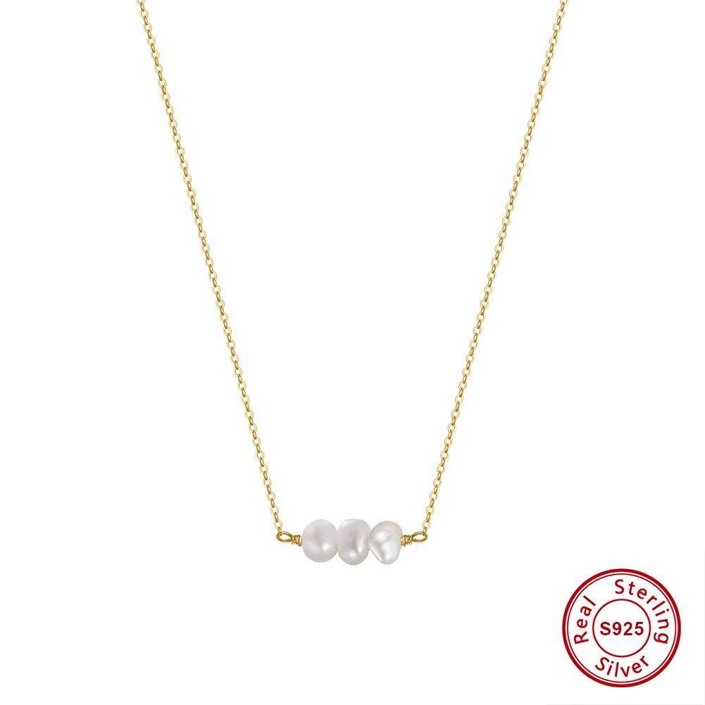 

Kiss Mandy Элегантное ожерелье из пресноводного жемчуга в стиле барокко S925 Серебряное ожерелье с жемчугом-цепочкой Модные ювелирные изделия Подарок Повседневная одежда GPN20