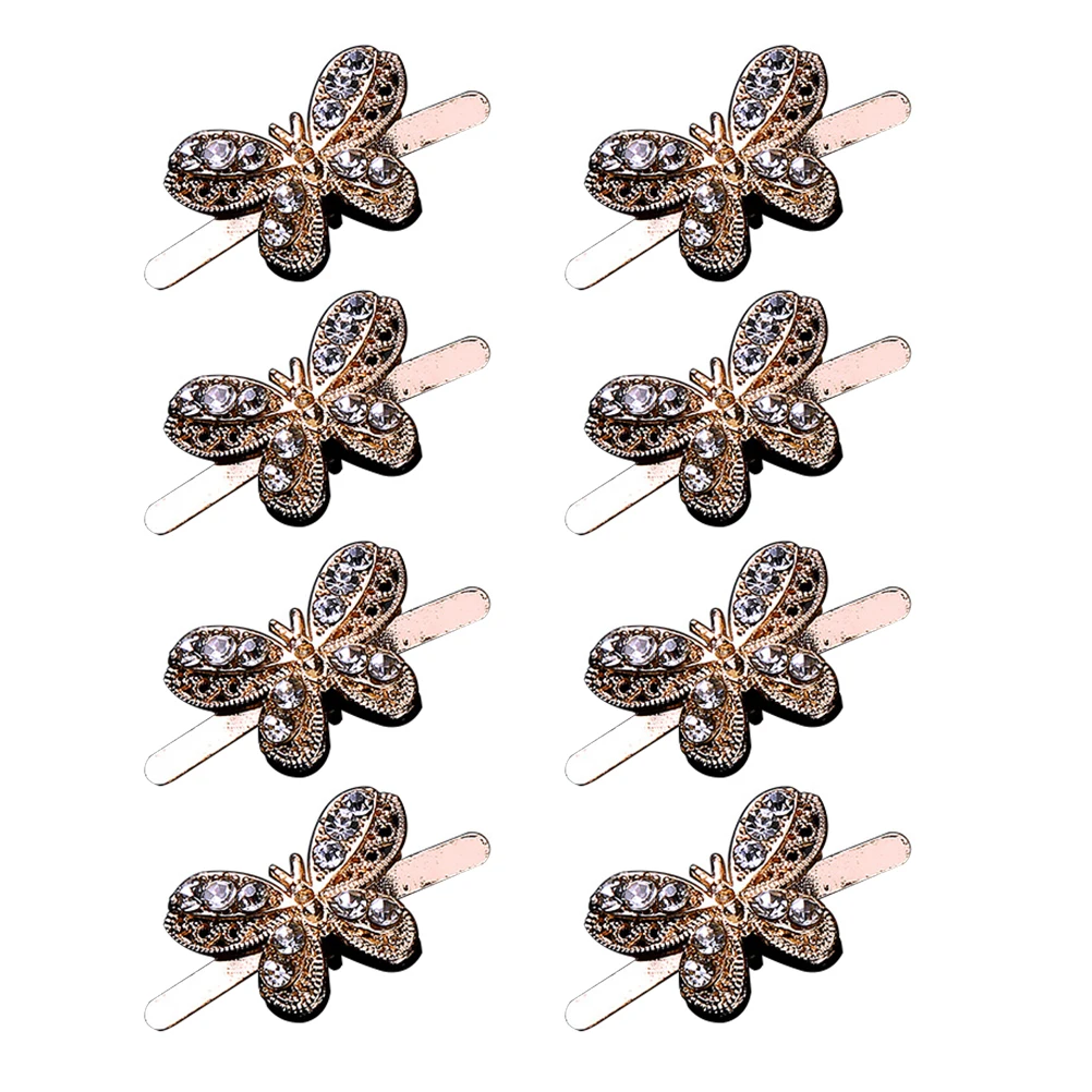 

8pcs Metal Shoe Buckle Alloy Clips Accessories Golden Drill Creative Lady Buckles Decorative For Flat Shoes Boots Sandals High