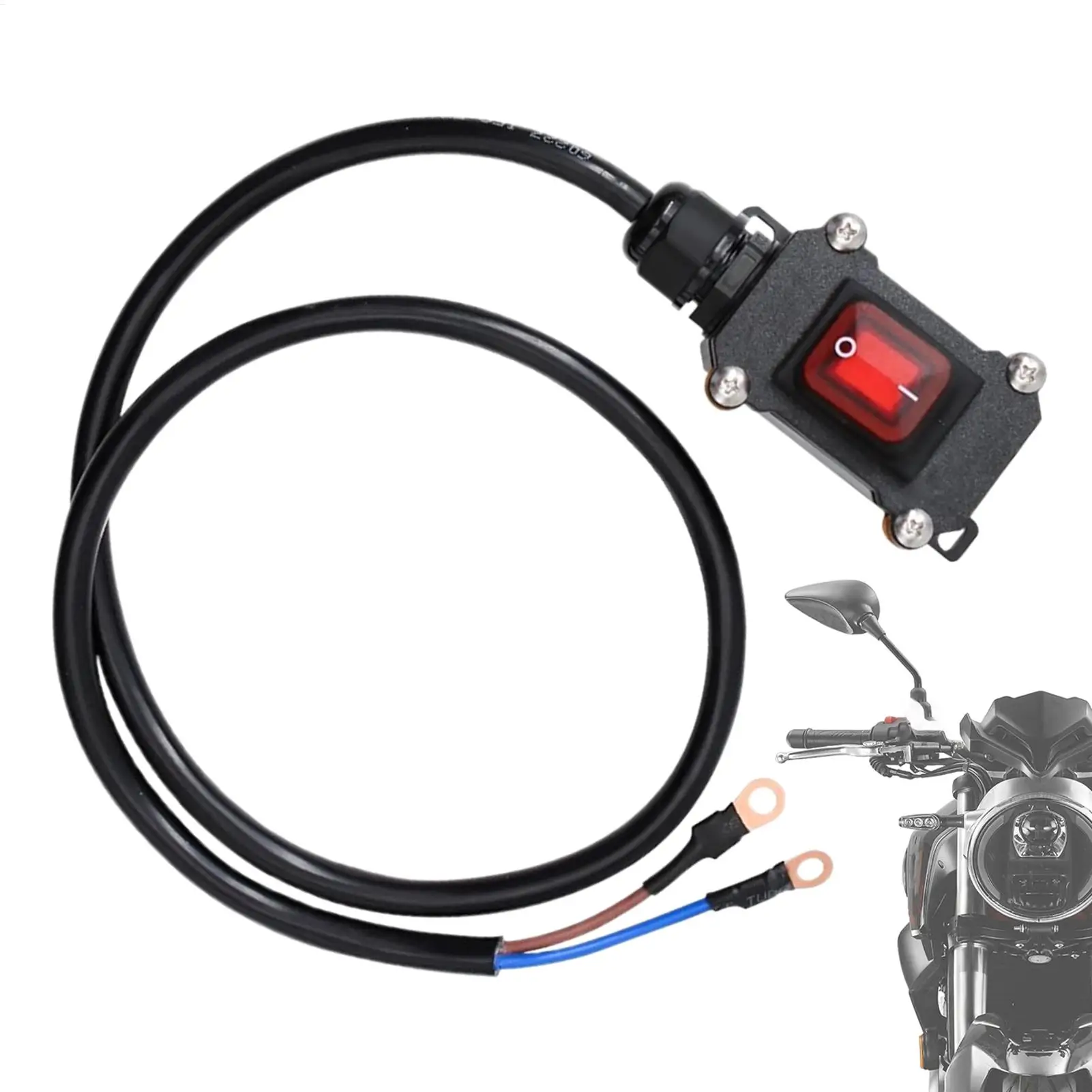 Motorcycle Power Switches Battery Disconnect 30/50/100cm 12V/24V Waterproof Power Cut Off Isolator Heavy Duty KillSwitch