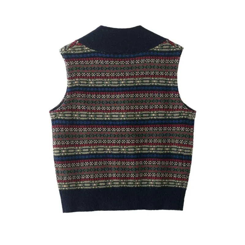 المرأة الصوف الجاكار محبوك سترة الخريف الشتاء الخامس الرقبة أكمام زر سترة الإناث صدرية الموضة غير رسمية #2