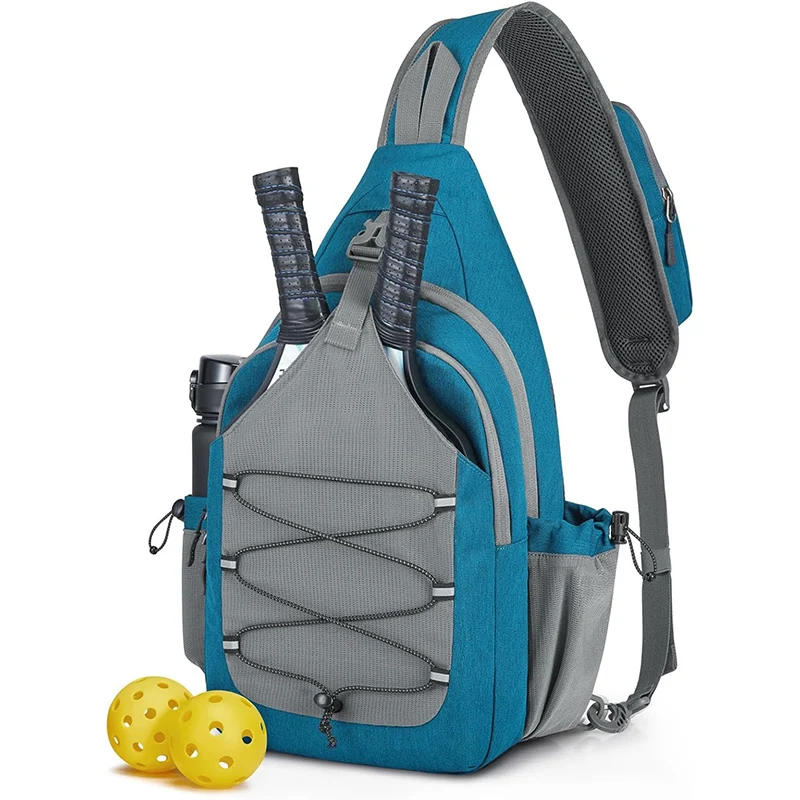 

Climbing Tennis Pickleball Racket Chest Bag Cell Phone Pocket Travel Outdoor Training Sports Shoulder Bag Large Storage Pack