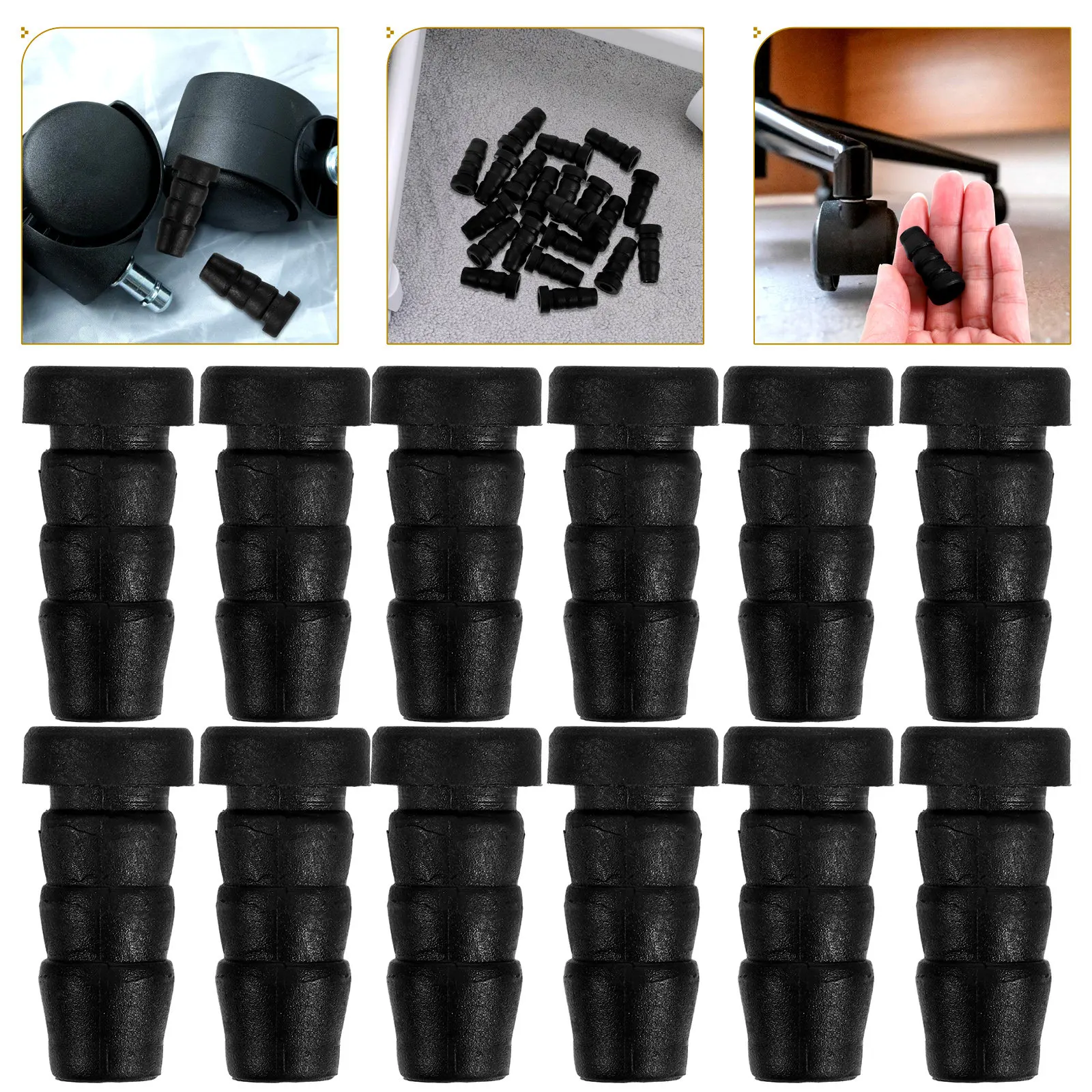 20Pcs Office Chair Wheel Stopper Protector Furniture Caster Socket Plastic Stem Sleeve Chair Leg Inserts Floor Protective Cover