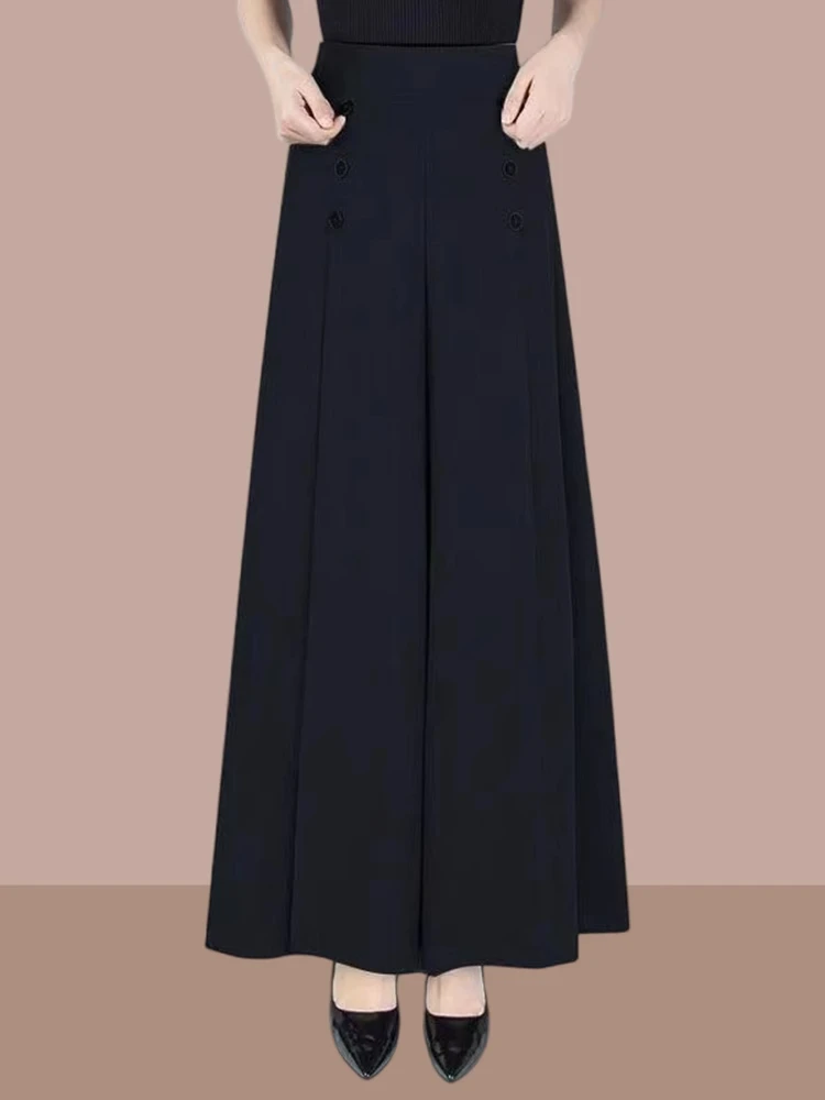 

Ladies Ice Silk Drapey Wide Leg Pants Thin Summer New Sle Casual High Waist Long Trousers for Middle-Aged Mothers