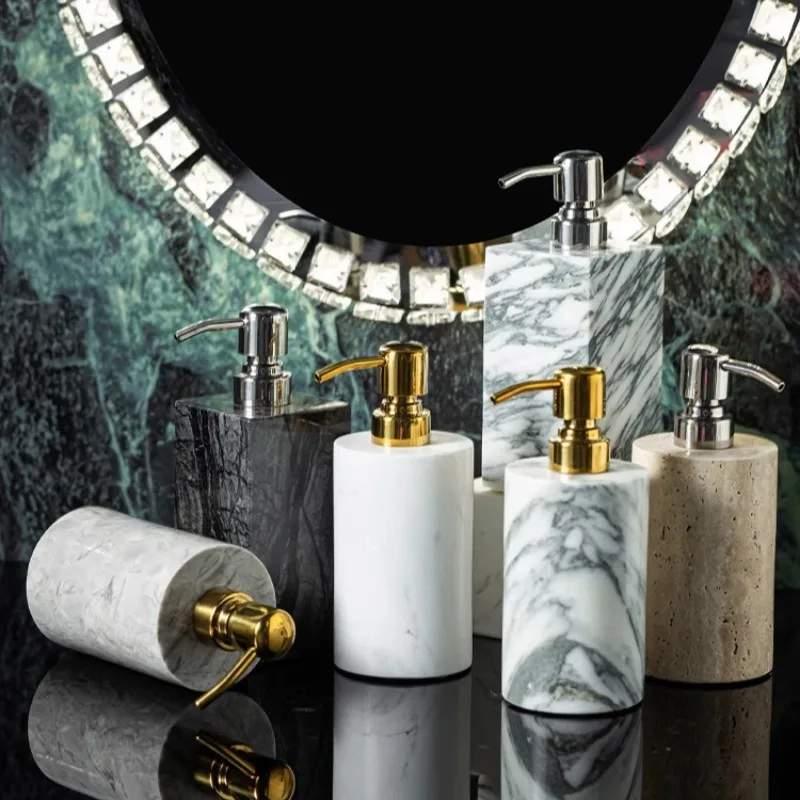 Bathroom Accessories Square Marble Lotion Bottles Hotel Shampoo Bottles Empty Bottles Household Press Soap Dispensers Home Decor