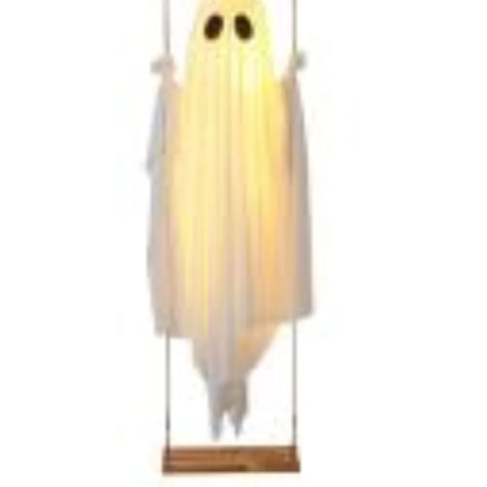 

Подвесные качели, белый призрак, декор, регулируемая высота, светодиодный светильник, светящиеся милые призраки, уличные украшения для Хэллоуина, реквизит для вечеринки