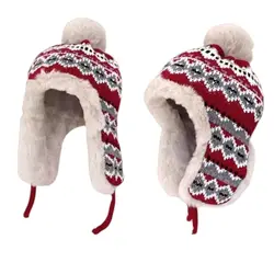 Fashion Autumn Winter Warm Hat Plush Retro Lei Feng Hat Windproof Cold Proof Ski Cap for Women