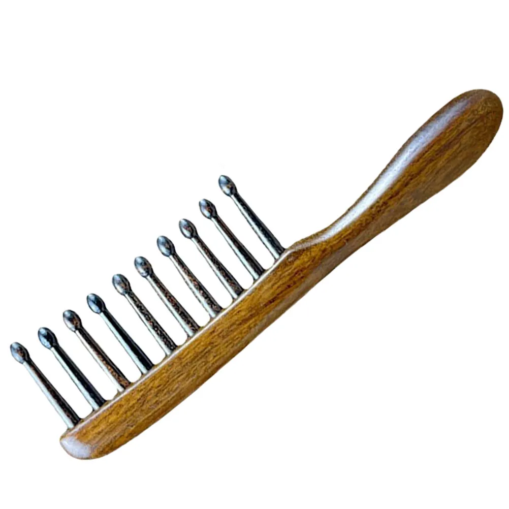 Natural Wooden Wide Tooth Comb Scalp Massage Hair Pick Detangler Comb No Static Comfortable Ergonomic Design for Curly Straight