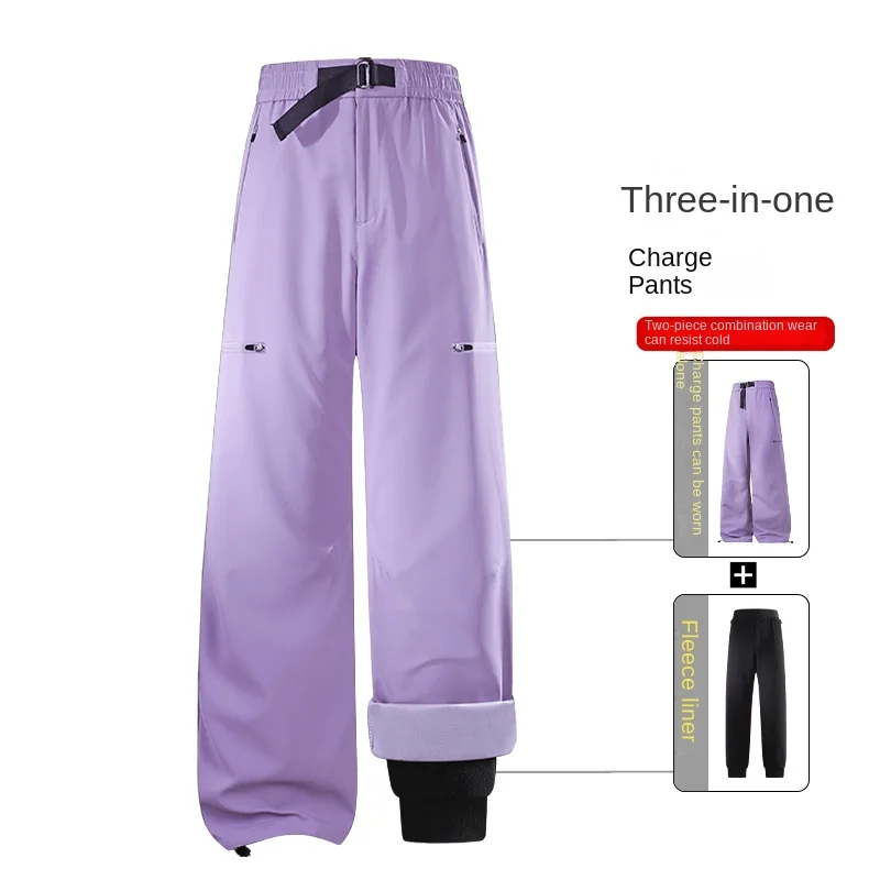 

Three in one outdoor sports windproof and waterproof assault pants, three proof and plush 2025 new winter casual pants for men,