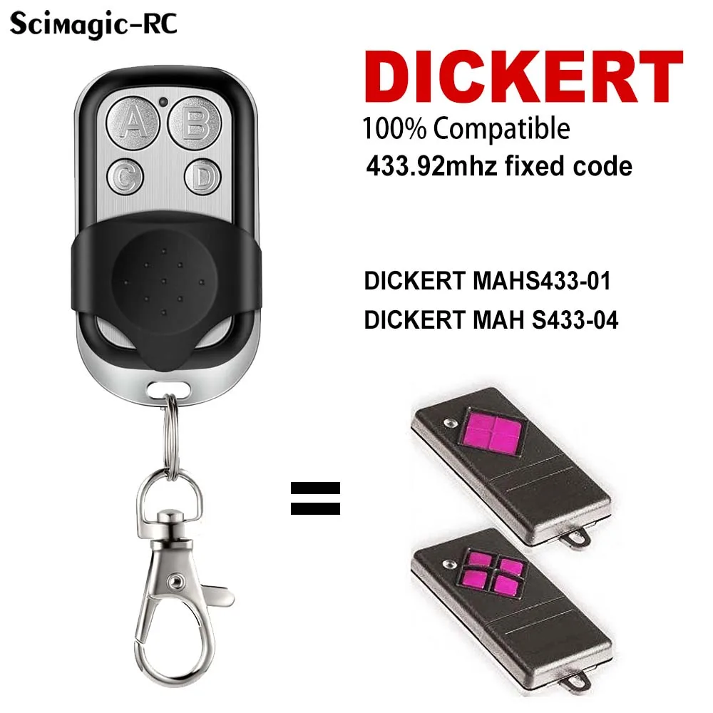 

For DICKERT MAHS433-01 MAHS433-04 garage door command Compatible DICKERT 433.92mhz Fixed Code Controller Remote Key