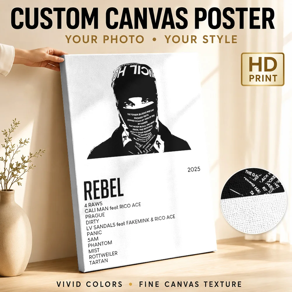 Esdeekid Rebel Album Cover Canvas Poster Customized Photo Retro Music Wall Paintings Decoration for Studio Gift for Collectors