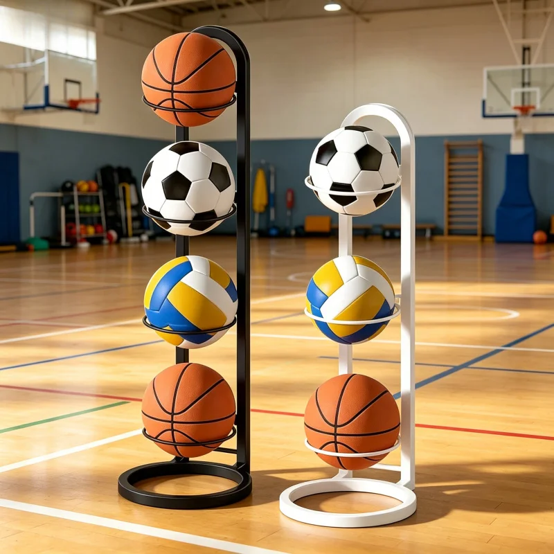 2/3/4/5-stöckiges Basketball-Aufbewahrungsregal, Metallständer für Kinderbälle, Fußball- und Volleyballhalter für Innenbereich