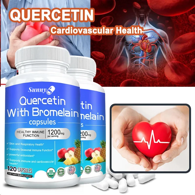 Quercetin, Bromelain Capsules - Promote Kidney Detoxification, Respiratory Support, Cardiovascular , Seasonal Allergies