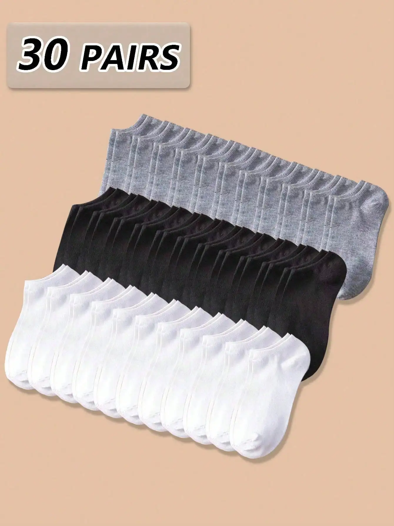 

30-Pack Solid Color Unisex Socks, Soft And Lightweight Low Cut Ankle Socks For Men And Women