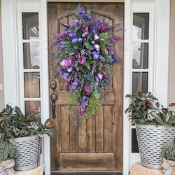 1 PC Garland Lilac Tulip Hydrangea Colourful Spring / Summer Wreath Spring Purple Tulip Wreath Home Decoration