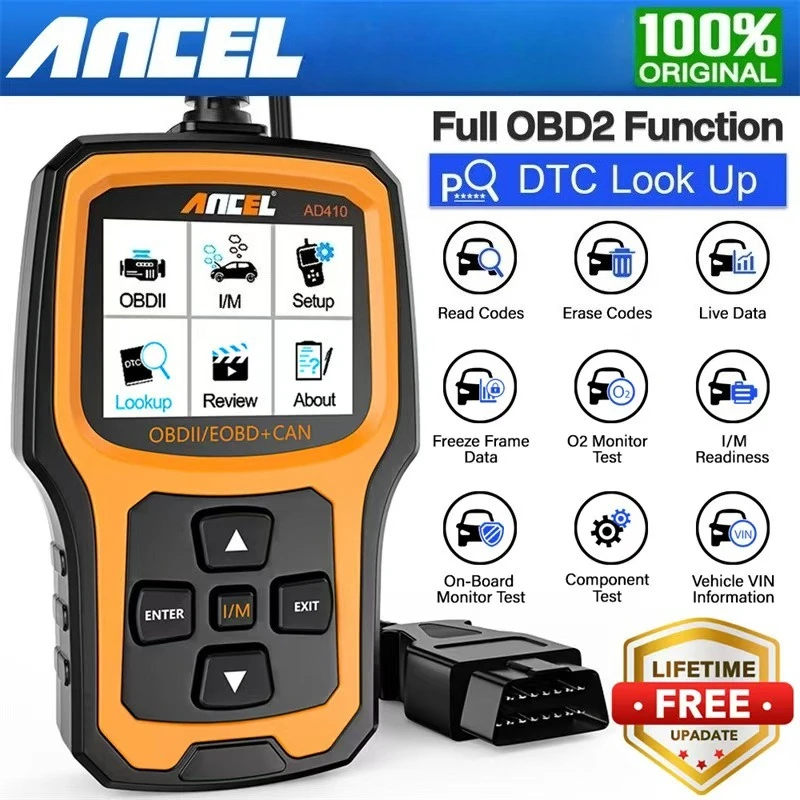 ANCEL AD410 Automotive Scanner Full OBD2 Multi Languages Professional Automotive Analyzer Code Reader Car Diagnostic Tools