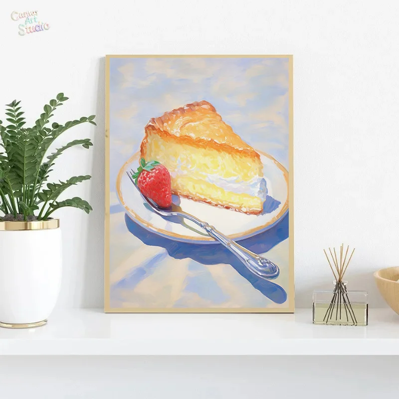 2026 Cream Fruit Cake Watercolor French Pastry Illustration Poster Canvas Painting Wall Art Print Picture Colorful Kitchen Home