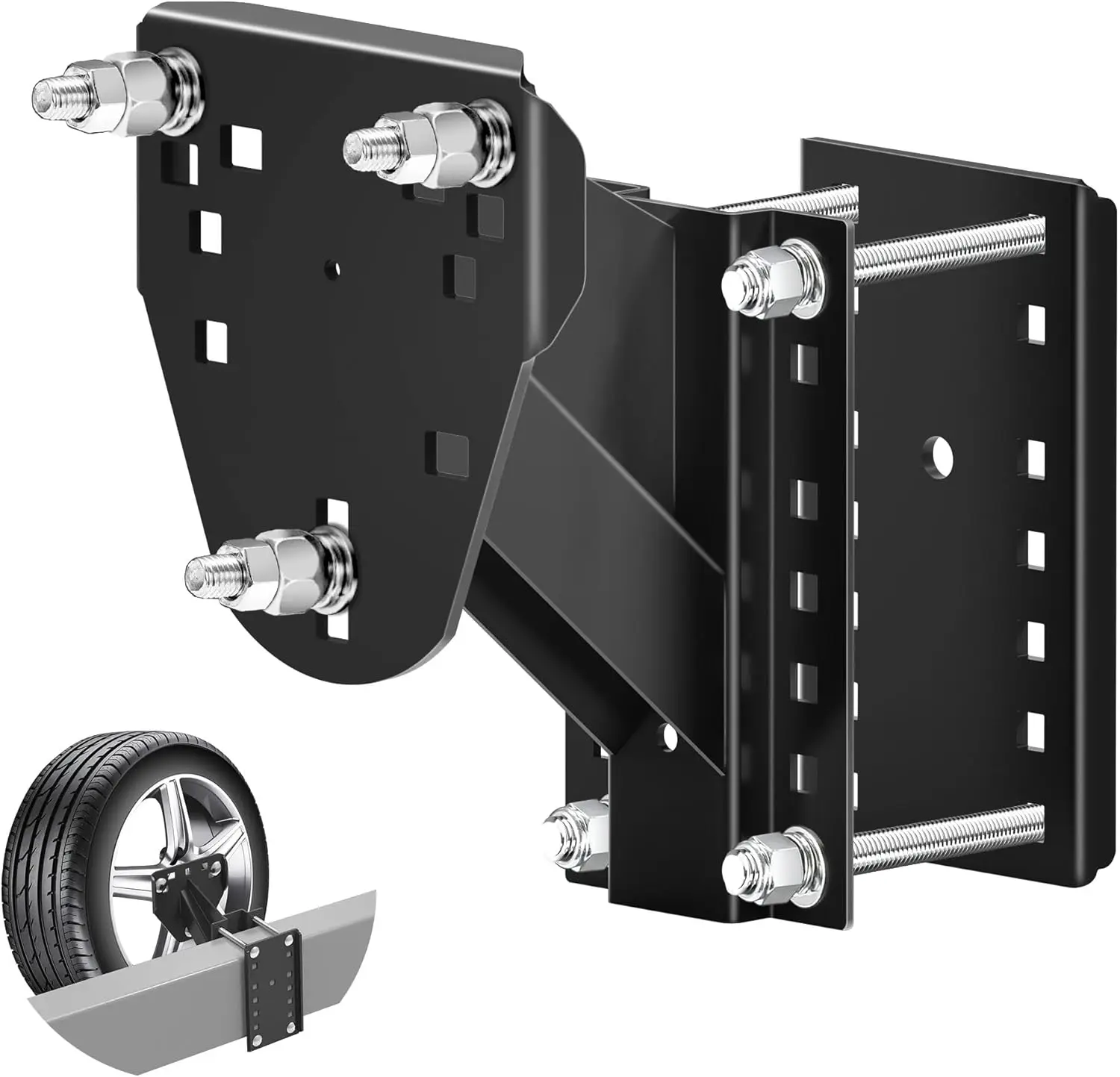 Universal Trailer Spare Tire Mount, 3-Nut Design Carrier for 5/6/8 Lug Wheels, Holds Up to 160 Lbs