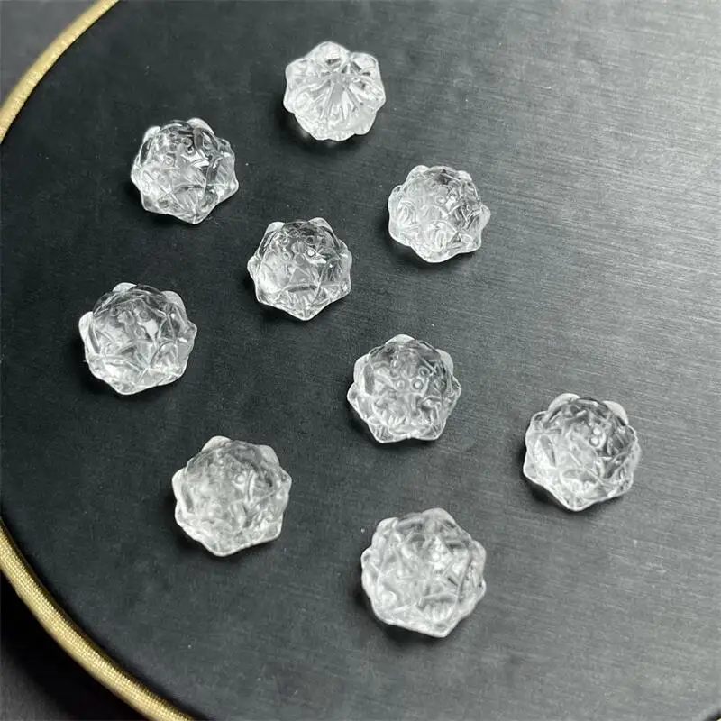 

5PCS Natural Clear Quartz Lotus Bead Carving Reiki Healing Stone Home Decoration Exquisite Gift Souvenir Gift 12MM
