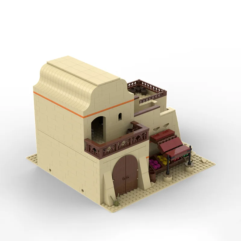 1127 pz MOC Esotico Deserto Architettura Modulare Deserto Spice House Deserto Trading Design FAI DA TE Building Blocks Giocattoli Di Compleanno Regalo