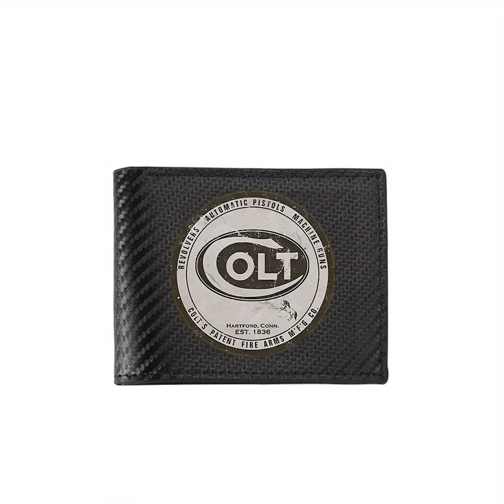 Colt Logo Revolvers Machine Guns Fire Men's Wallets Simple Business Modern Stylish Printing Design Gifts For Father Boyfriend Ch