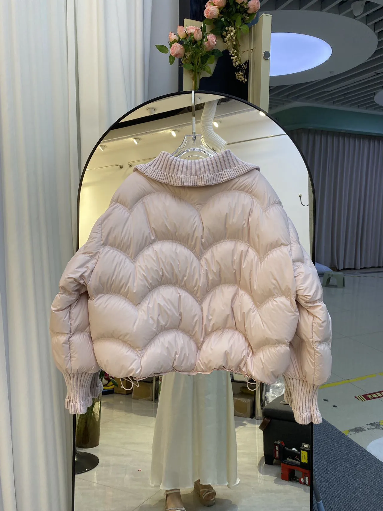 Winter Puff Knitted Splicing Down Jacket Women White Duck Down Big Lapel Outwears Female Fluffy Warm Thick Parker Bread Jacket