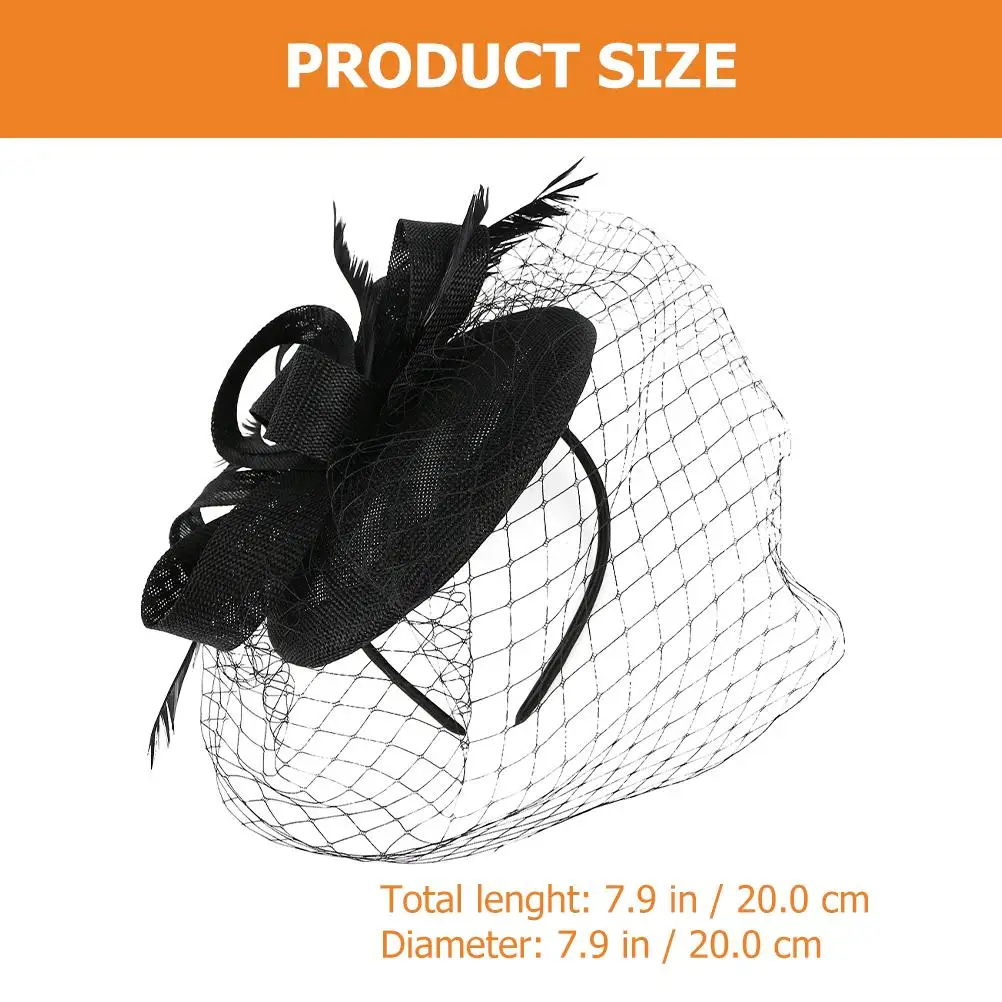 Cocktail Party Hat Mesh Fascinator Headband Hair Ribbons Veil Fascinators for Women Tea Banquet Headdress Scarf Headpiece