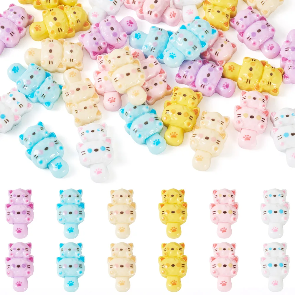 30Pcs Cat Resin Cabochons Cartoon Kitten Animal Charms for Handicraft Cell Phone Case Hairpin Decoration Supplies 29.5x17.5x8mm