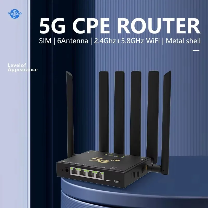 5G CPE Unlocked Sim Card Slots Modem Outdoor Routers 6 External Antenna 4 Port Industrial Grade Hotspot Wireless Router