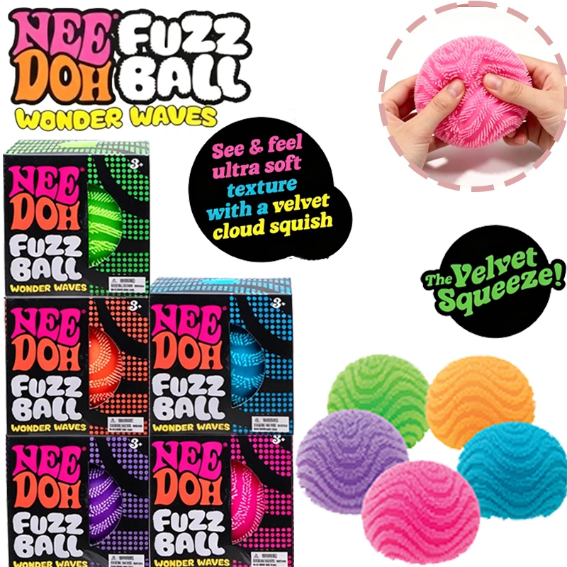 Needoh Fuzz Ball Wonder Waves Squish Spiky Ball Sensory Therapy Toy Maltose Slow Rebound Desktop Knead Heal Relax Give Gifts Toy