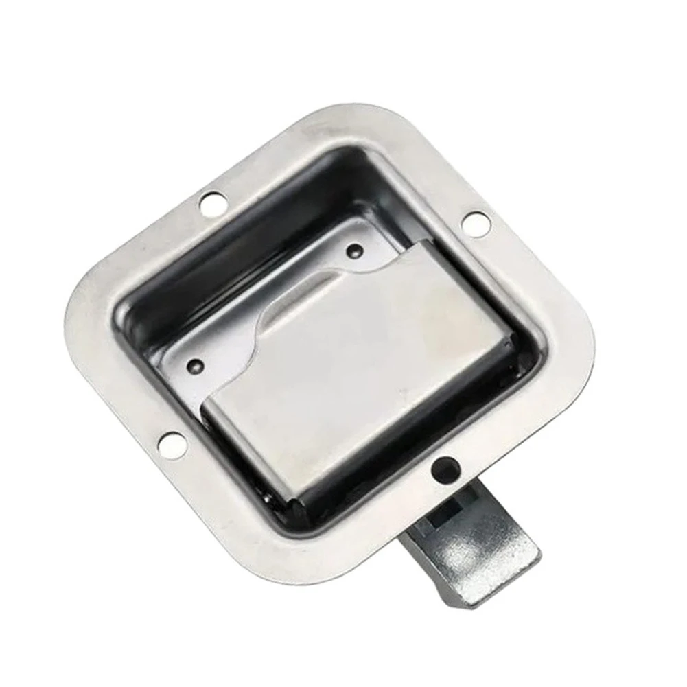 Stainless Steel Lock Buckle Featuring Recessed Paddle Design For Truck Trailer And Cargo Box Door Mounting And Security