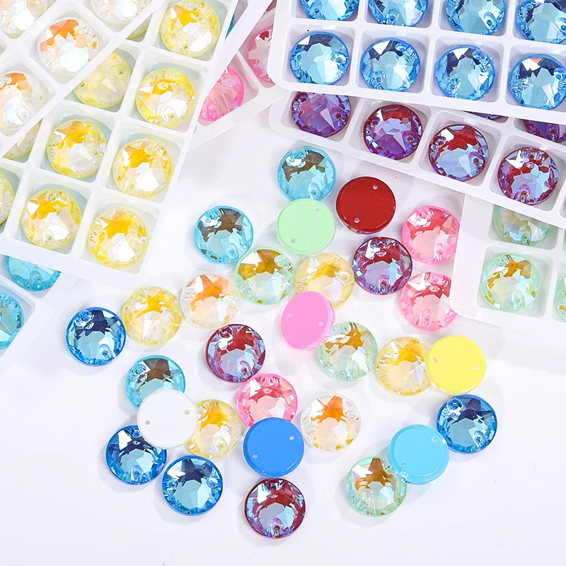 

10pcs/Pack Round Glass Crystal Rhinestones For Dress Clothing Decoration Flatback Crystal Stone For Sew on Beeds