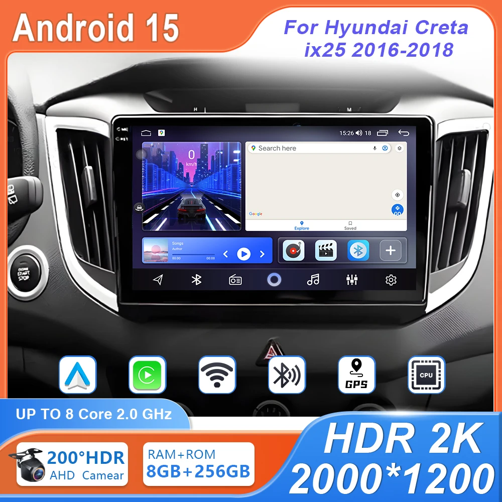 

10inch Android 15 Auto Car Radio For hyundai Creta ix25 2016-2018 DVD Multimedia Player Carplay autoradio Stereo GPS Navigation