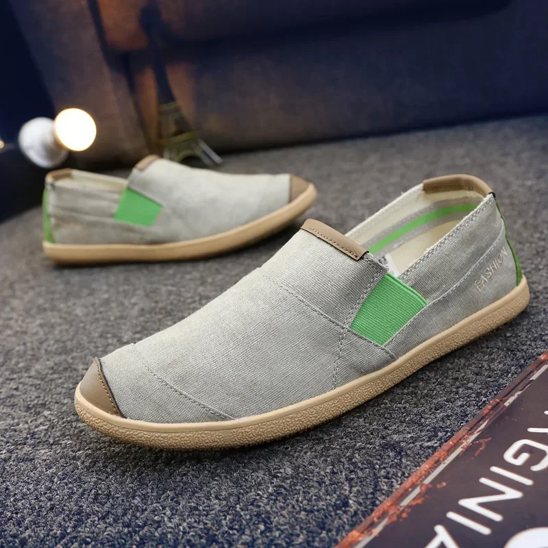 Spring and Summer Burst Couples Ultra Light Flat Flat with No Lacing Sleeve Slip Into Men's Casual Slip-on Washed Canvas Shoes