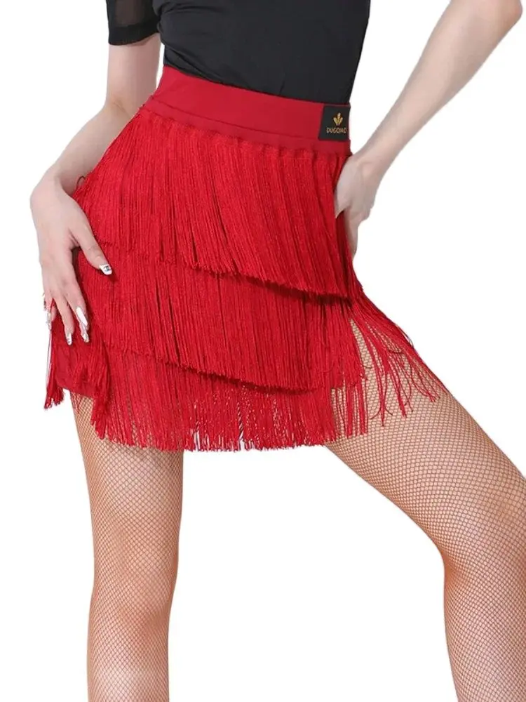 2023 New Latin Dance Practice Clothing Tassel Half Skirt Women\'s Autumn New Short Skirt Performance Costume Adult Dance Suit