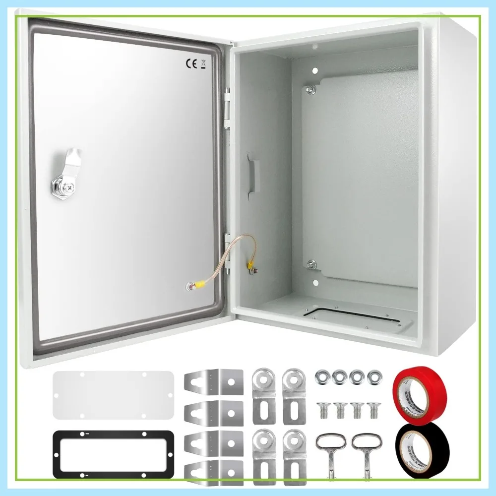 

Outdoor Electrical Box 16x12x8'' NEMA 4X IP66 Steel Junction Box Waterproof Dustproof with Lock & Mounting Plate