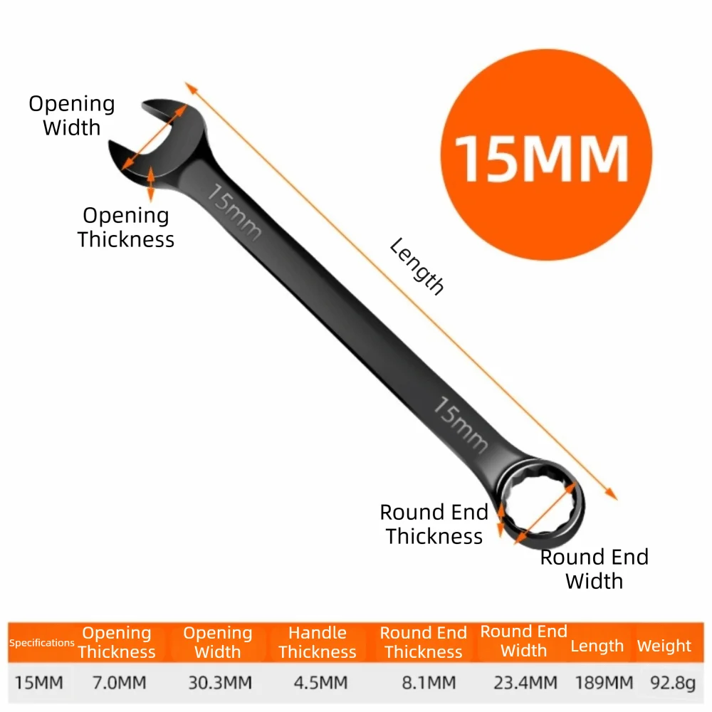 Hand Tool 6-32mm Combination Wrench High-speed Steel Opened Ring Open-ended Spanner Metric Combo Spanner Car Repair