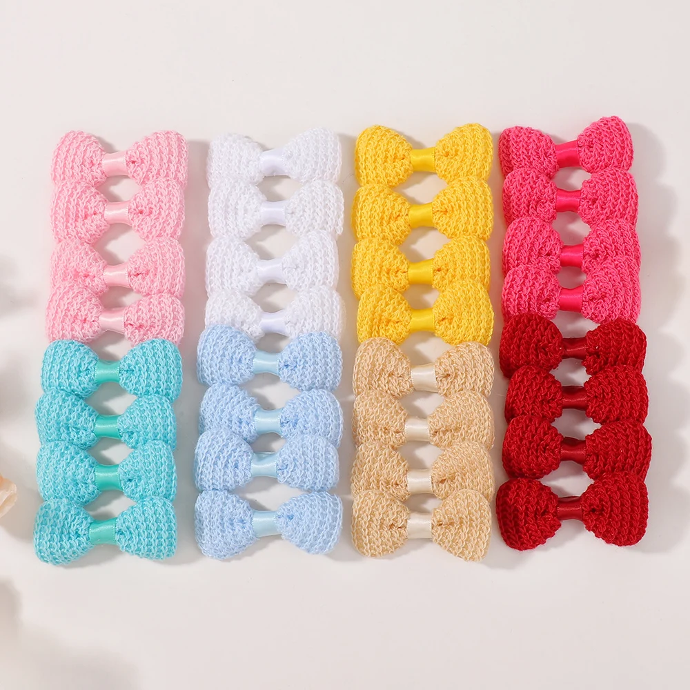 30pcs Random Color Mini Bows Elastic Hairclip for Girls Rubber Band Hair Rope Ponytail Holder Headwear Girls Hair Accessories