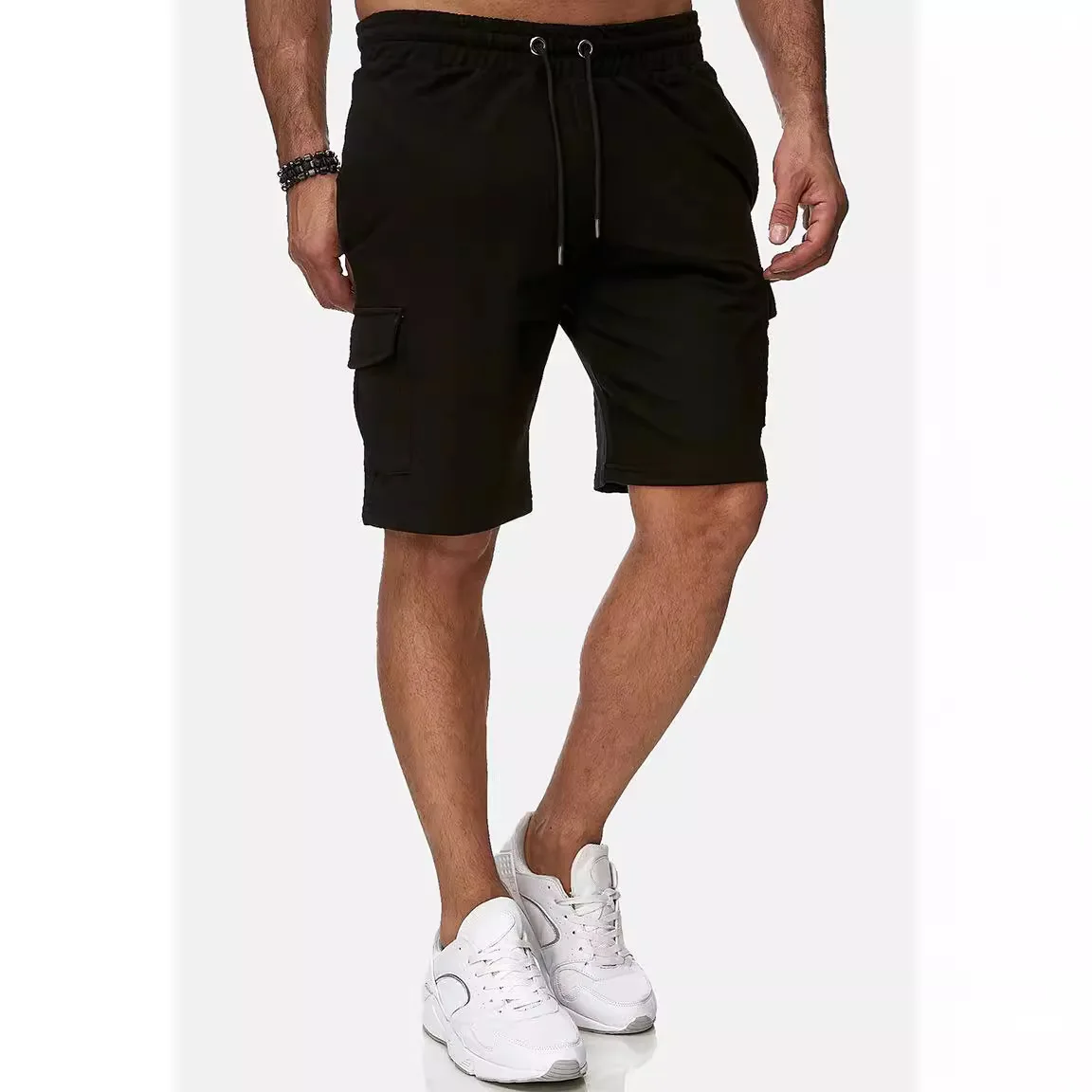 New men\'s merchandise shorts, summer loose casual capris, elastic waist, large size outdoor sports pants, trendy multi pocket wo