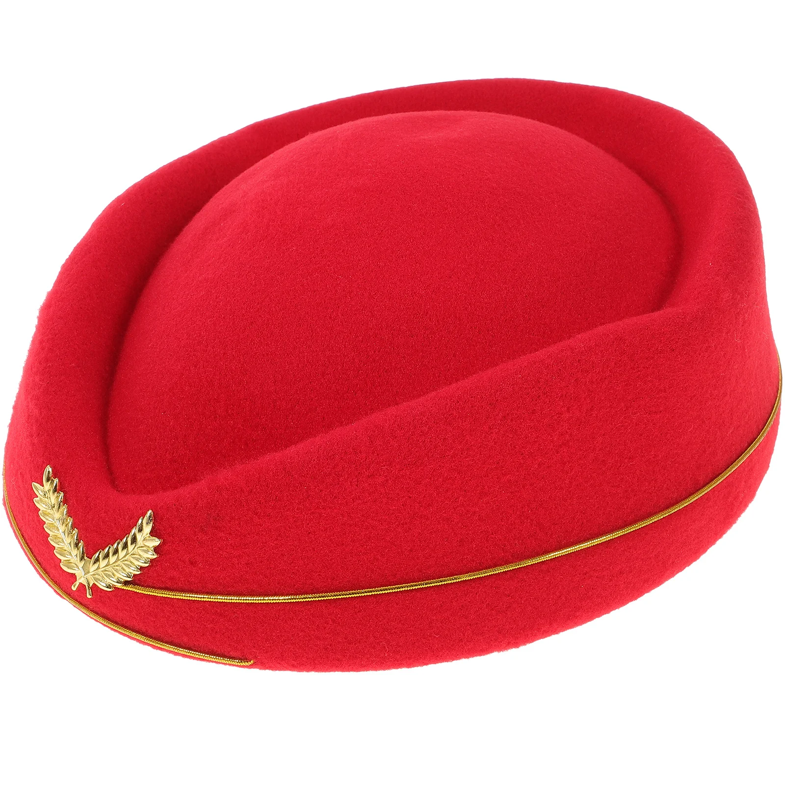

Women Air Stewardess Red Woolen Hat Flight Attendant Costume Cosplay Stage Performance Air Stewardess Hat Hostesses Cap