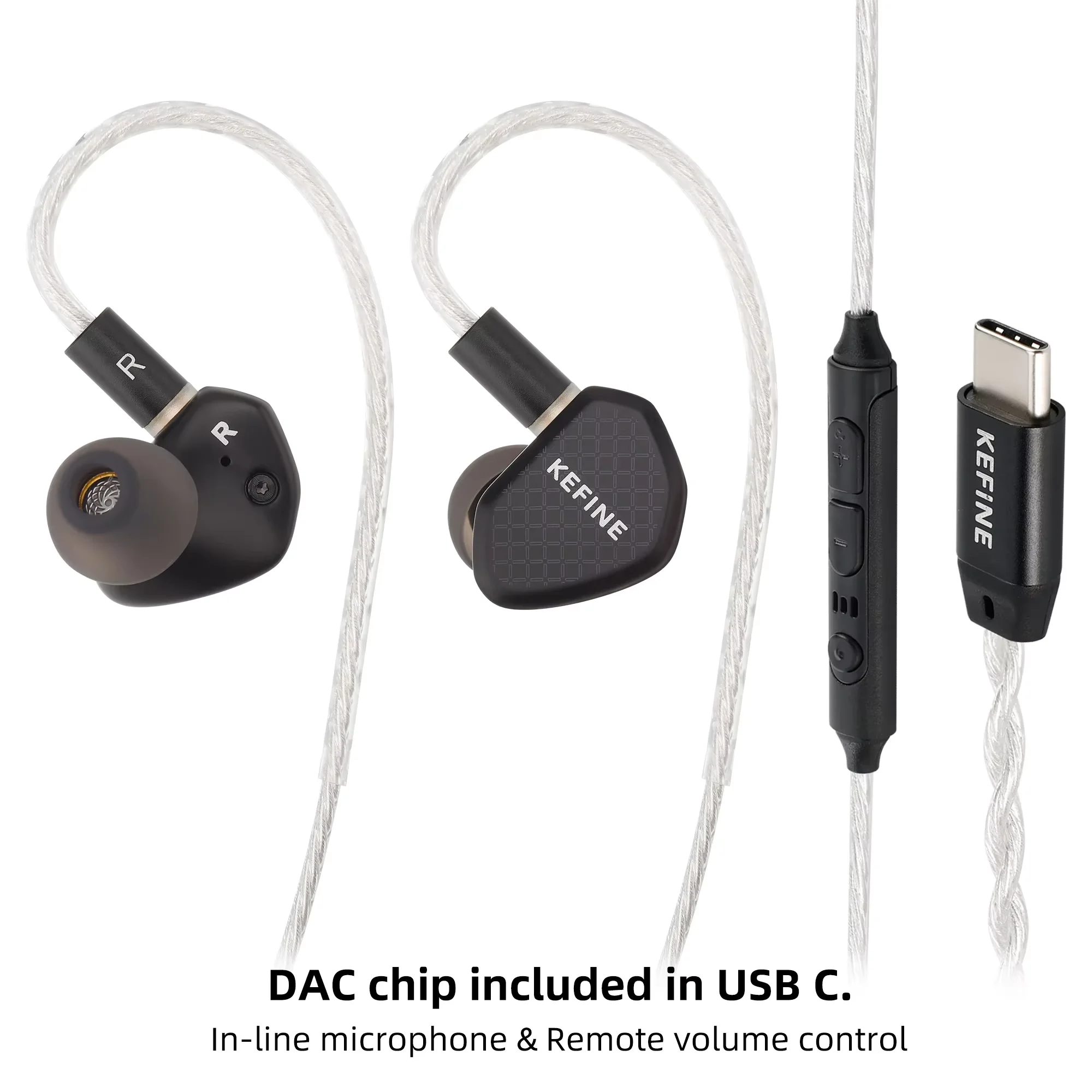 Kefine Klean SV & Kefine Klean Black 10 mm DLC-membraan dynamische driver IEM's Hi-Fi in-ear oortelefoon met mondstukken en SPC-kabel