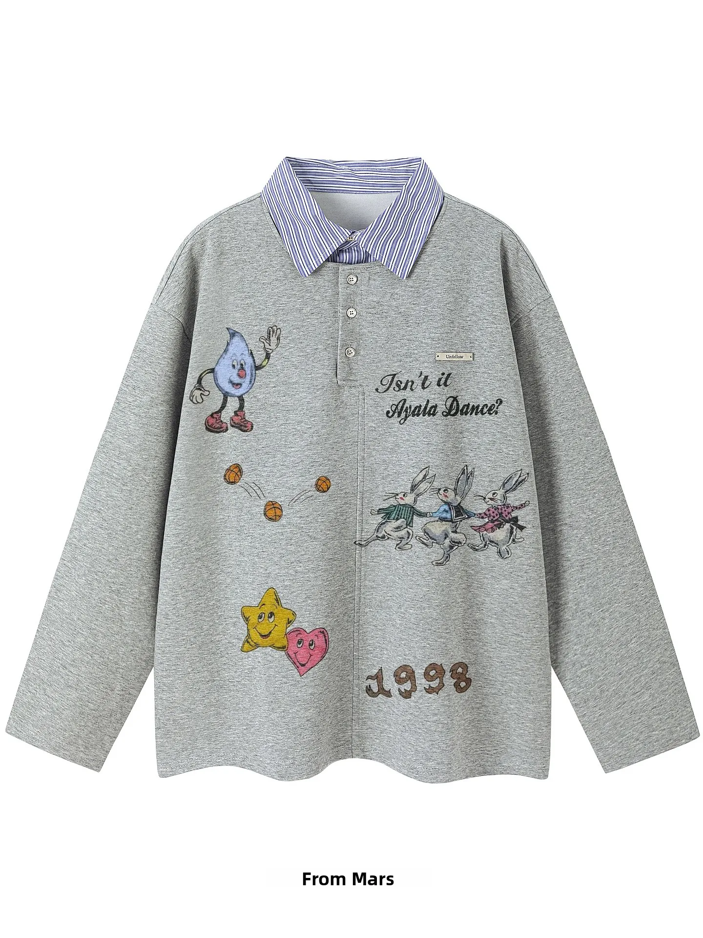 

Свободная толстовка с винтажным мультяшным принтом и длинными рукавами из дышащей смеси полиэстера и хлопка для молодежи, осень-зима