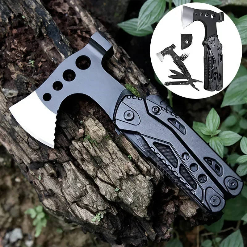 Multifunction Axe Survival Axe Pliers MultiTool Camping Ax Hammer Outdoor Escape Tool Portable Fold Pliers Pocket Knife